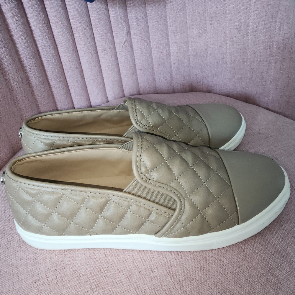 Steve Madden Tan Quilted Slip-On Sneakers